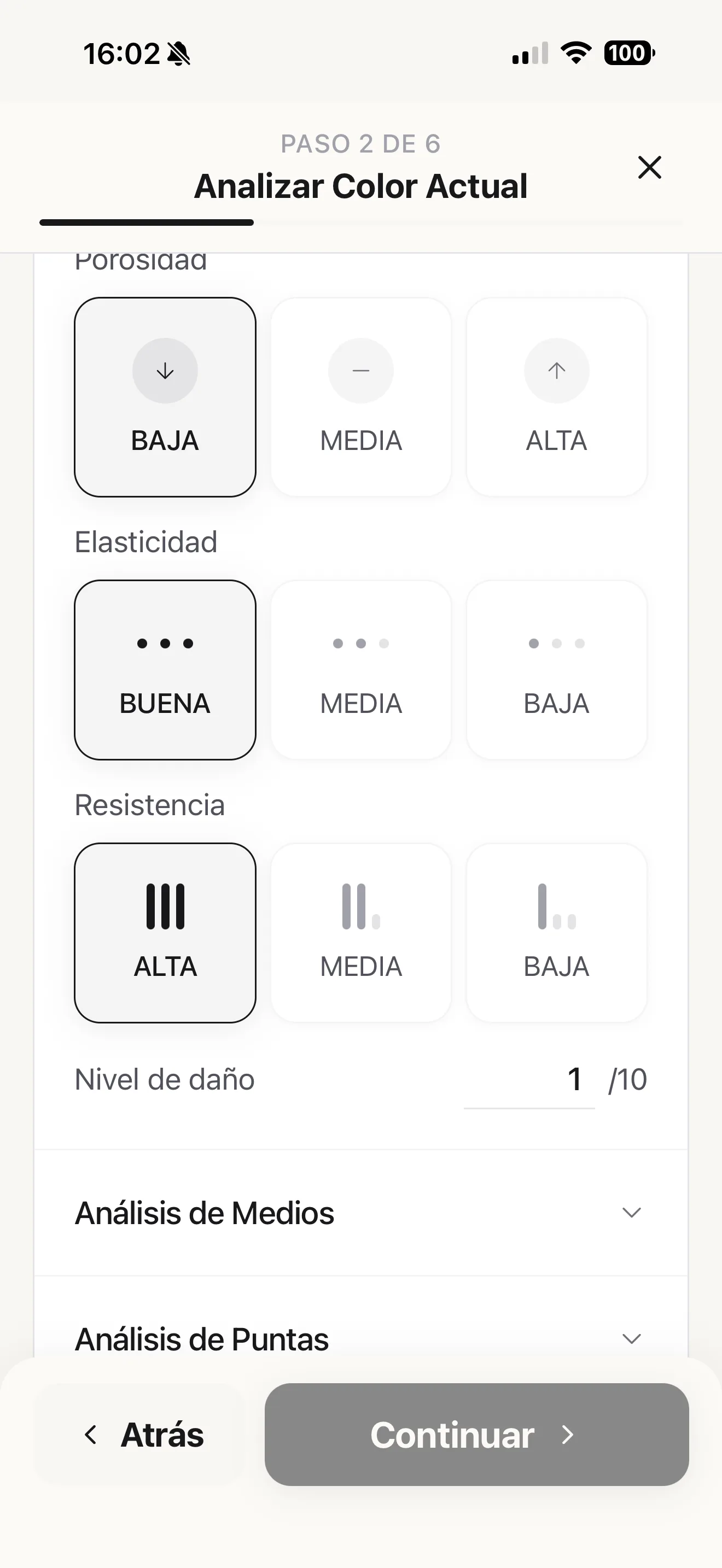 Diagnóstico capilar com IA: nível, reflexo, porosidade e estado do cabelo a partir da foto na Blendsor