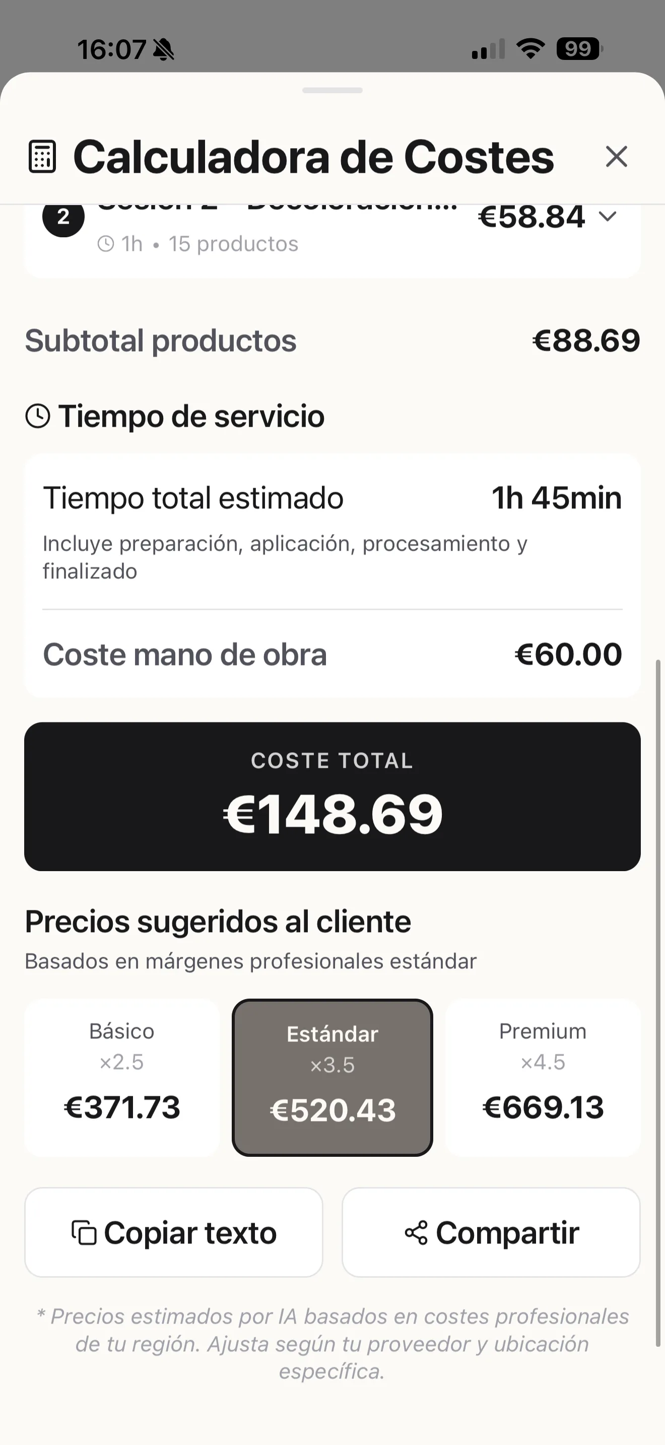 Calculadora de custo de produto e preço sugerido ao cliente com margem na Blendsor