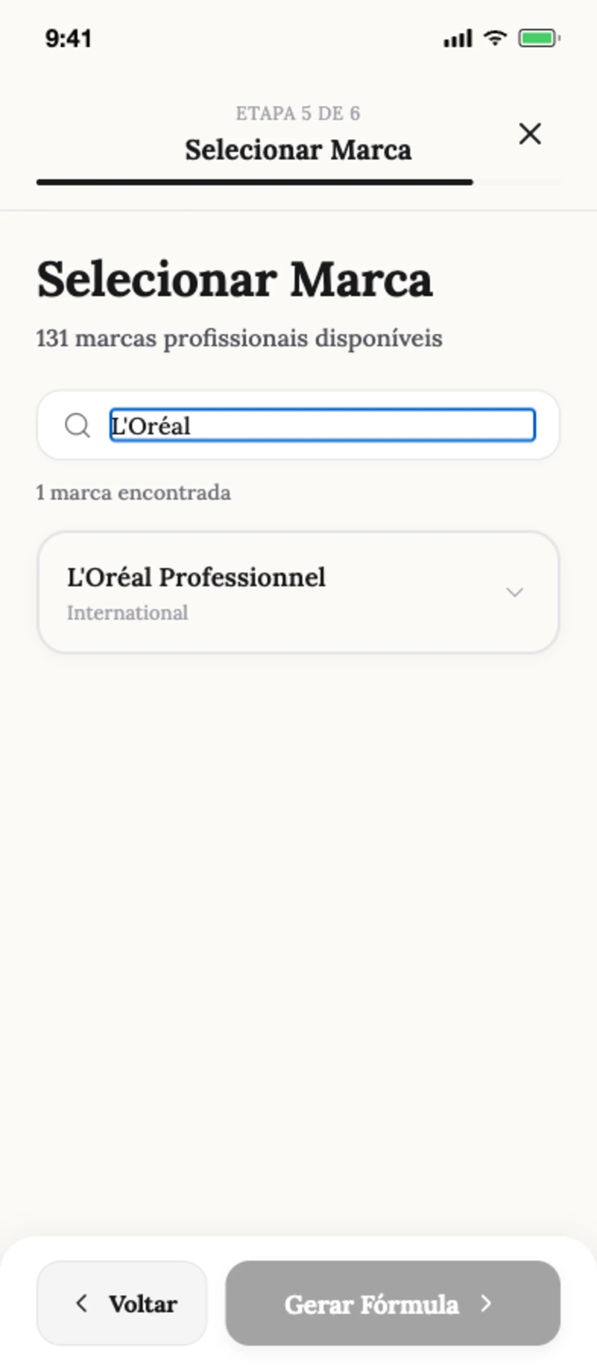 Seleção de marca e linha de coloração profissional na Blendsor
