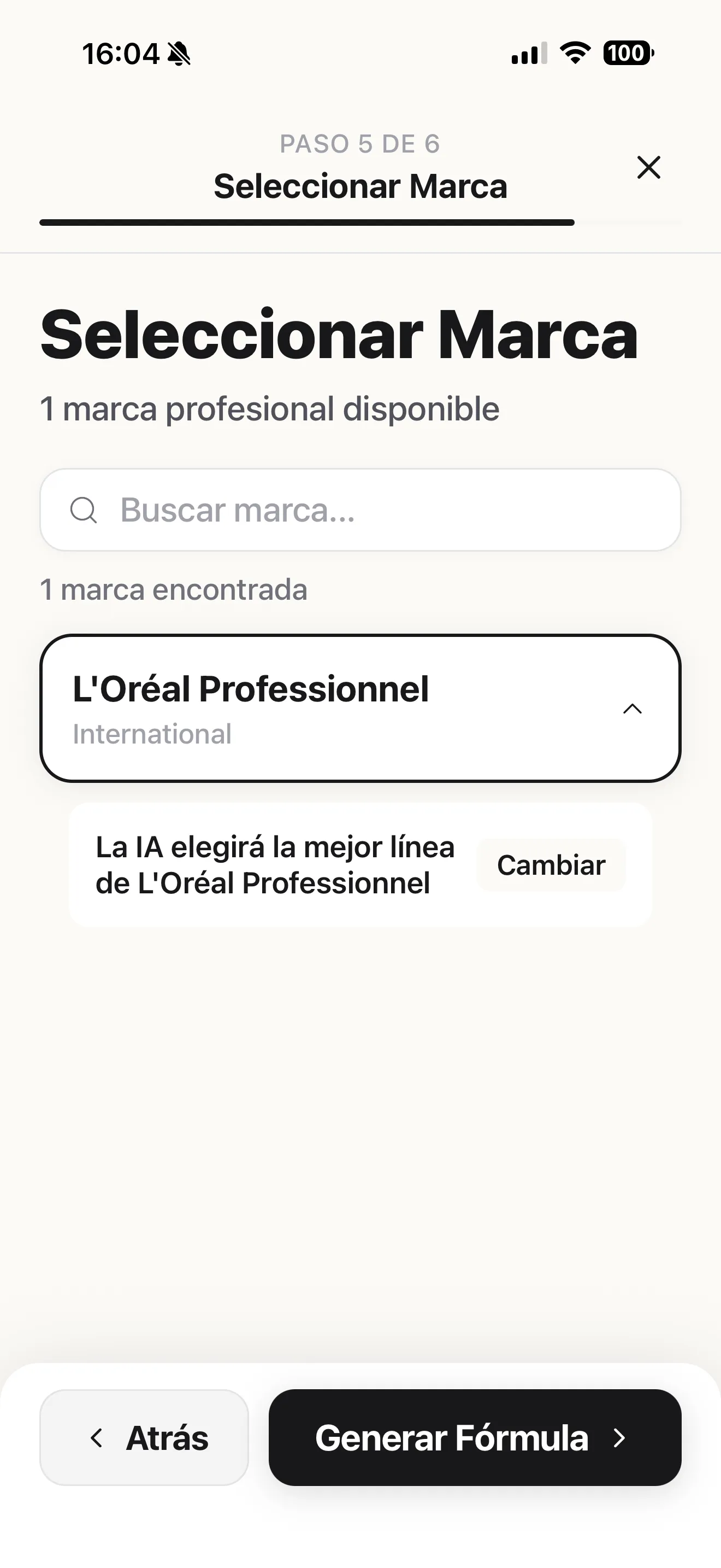 Seleção de marca e linha de coloração profissional na Blendsor