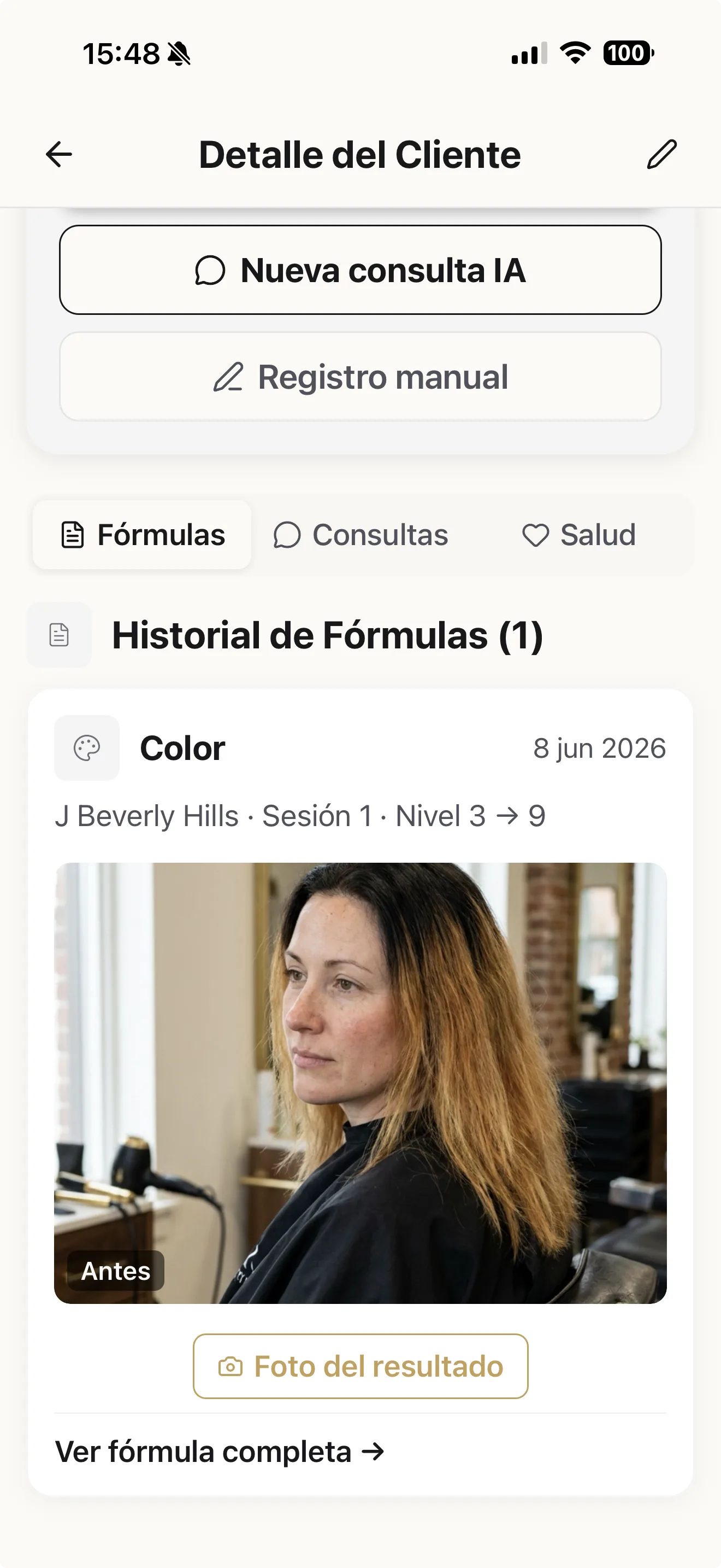 Histórico do cliente na Blendsor