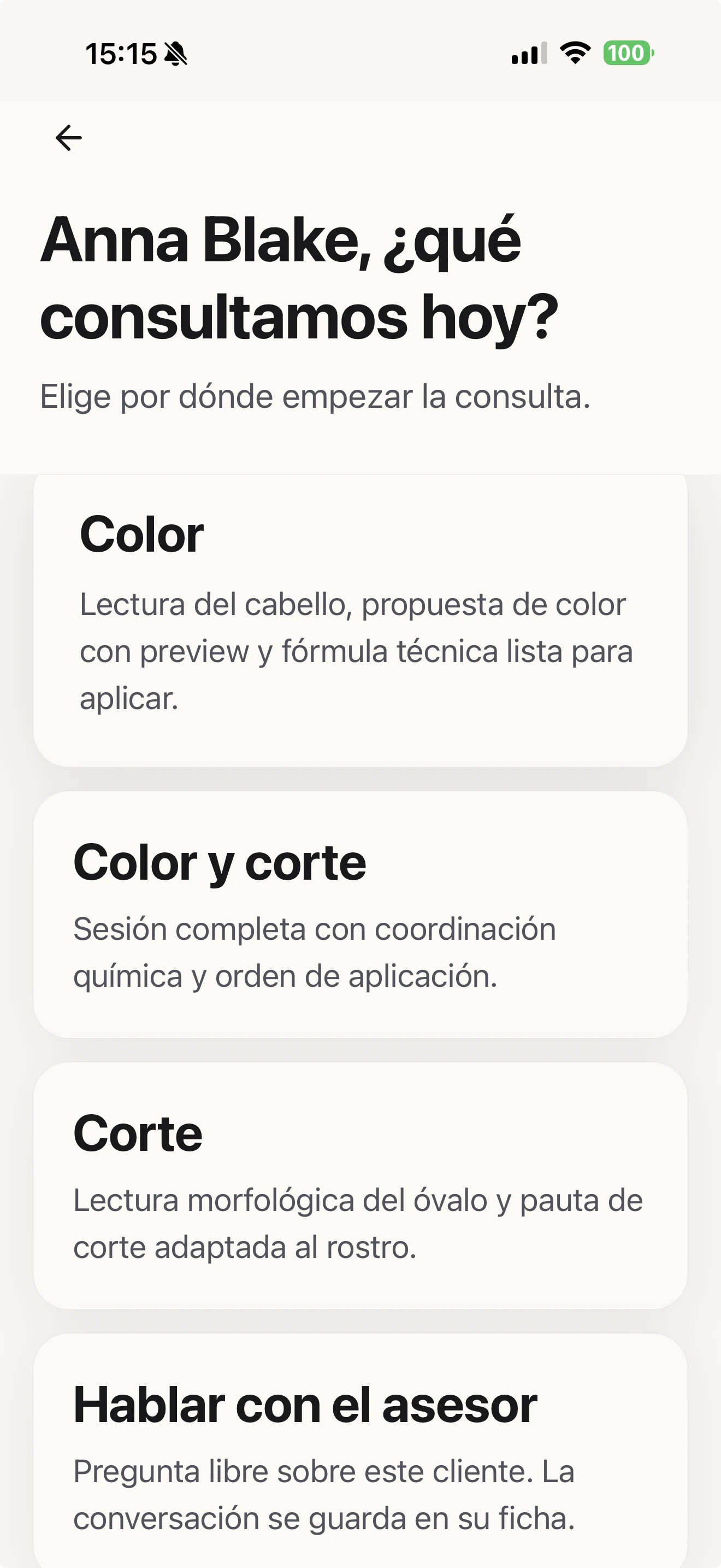 Escolha por onde começar a consulta na Blendsor