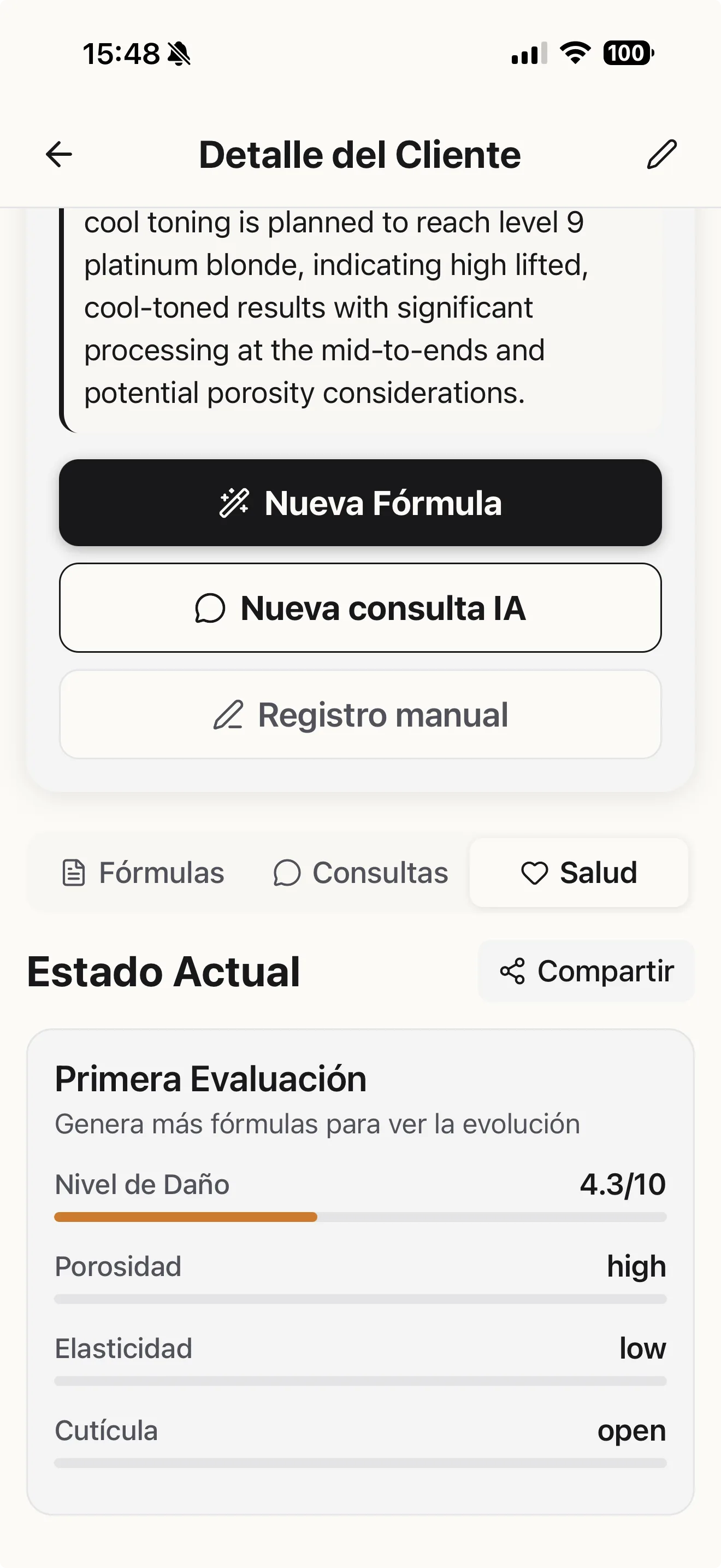 Análise de saúde capilar na Blendsor