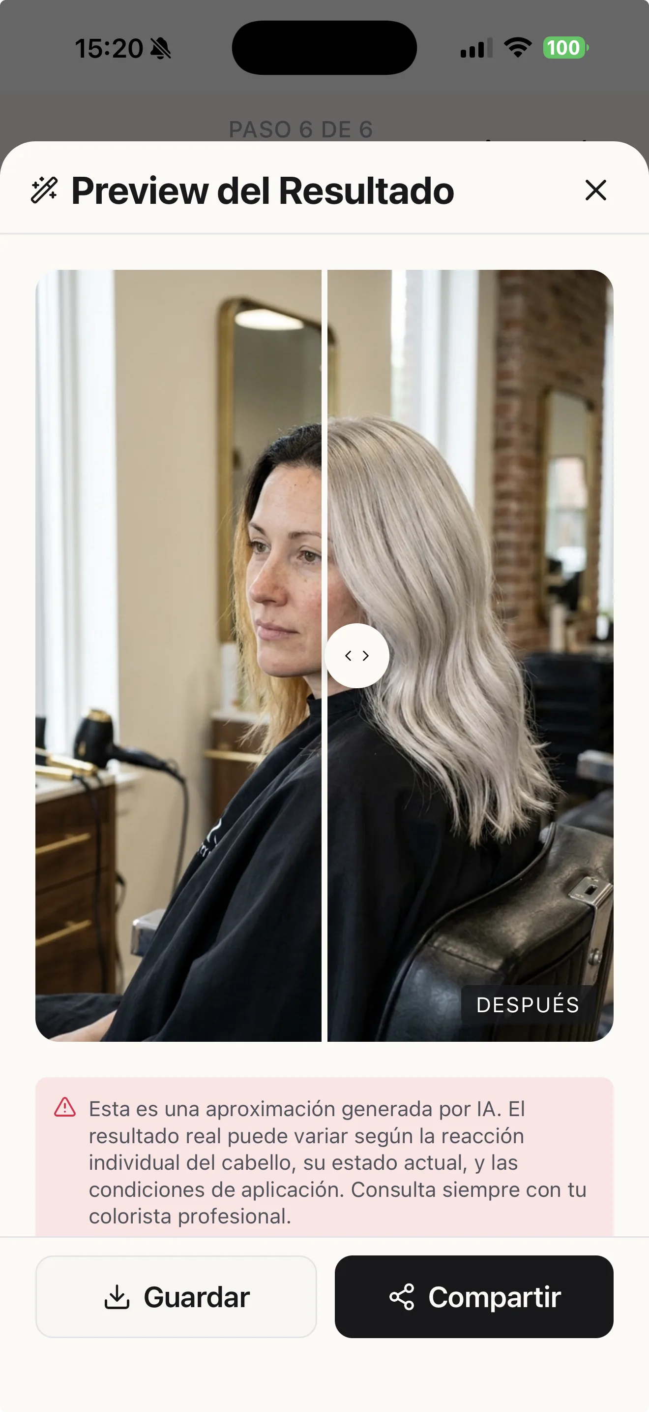Preview Antes e Depois da cor com IA na Blendsor
